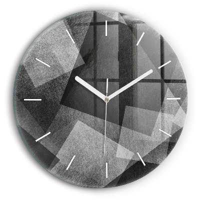 Round glass wall clock Geometric abstraction