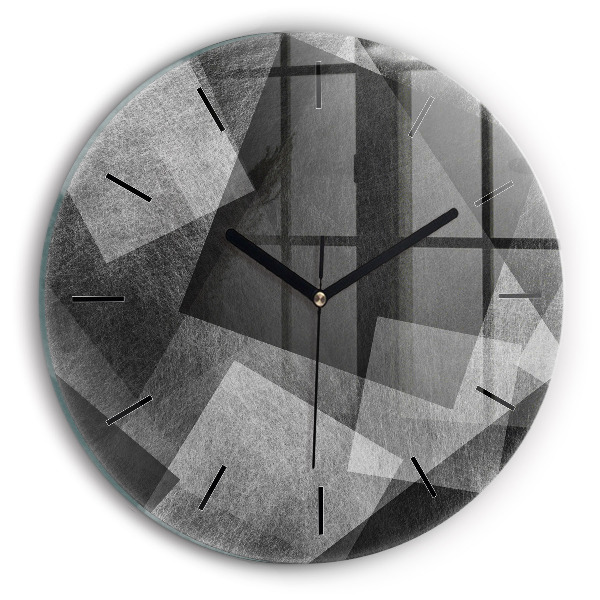 Round glass wall clock Geometric abstraction