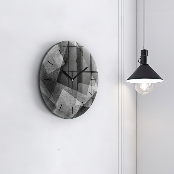 Round glass wall clock Geometric abstraction