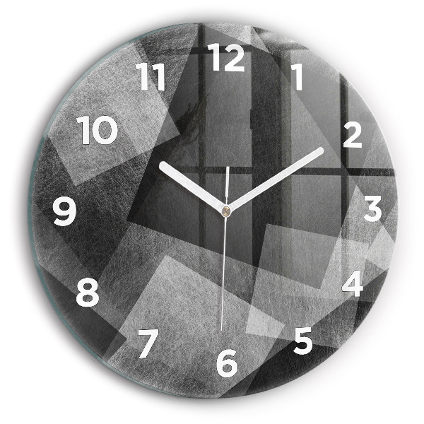Round glass wall clock Geometric abstraction