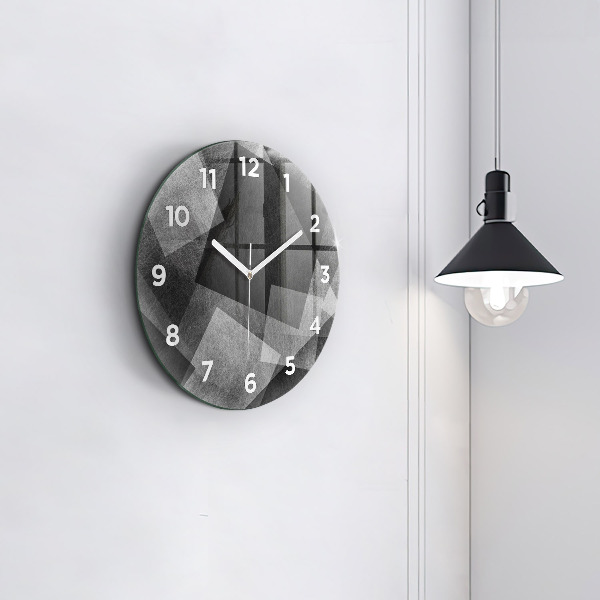 Round glass wall clock Geometric abstraction