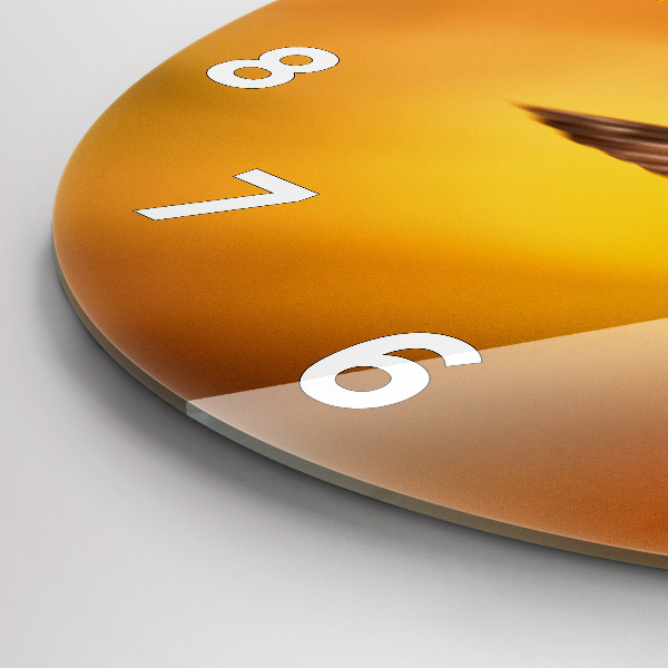 Round glass wall clock Hummingbird bird