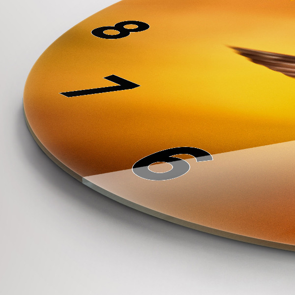 Round glass wall clock Hummingbird bird