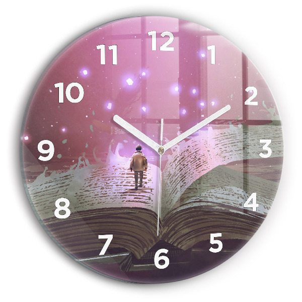 Round glass wall clock Abstraction book