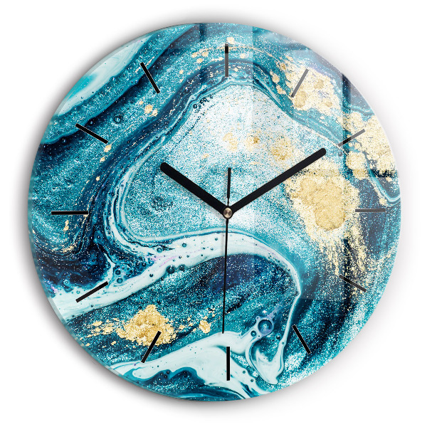 Round glass wall clock Abstract marble