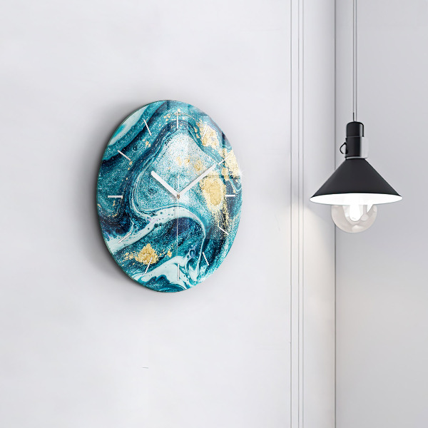 Round glass wall clock Abstract marble