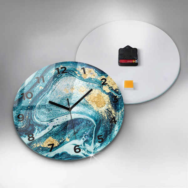 Round glass wall clock Abstract marble