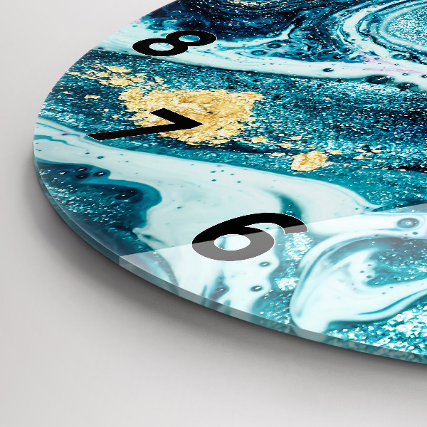 Round glass wall clock Abstract marble