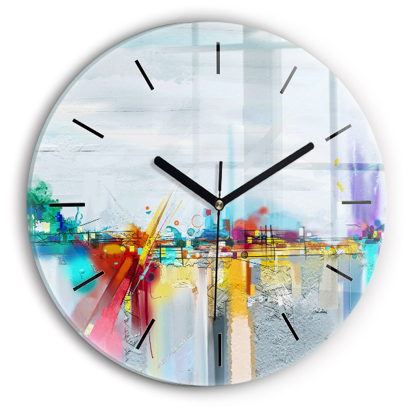 Round glass wall clock Abstract bridge