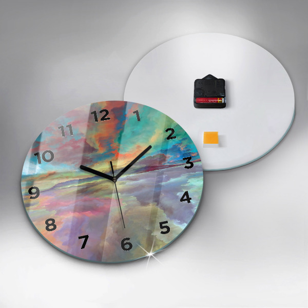 Round glass wall clock Abstract landscape