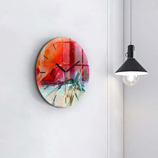 Round glass wall clock Rows of spices