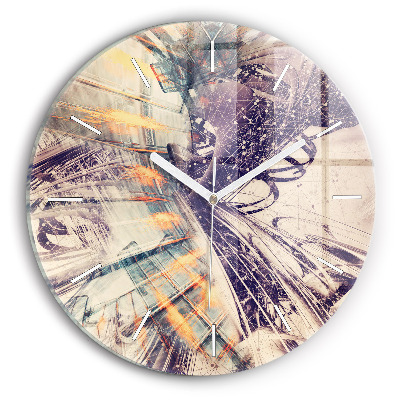 Round glass wall clock Abstract mechanism