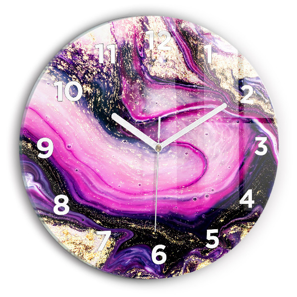 Round glass wall clock Abstract marble