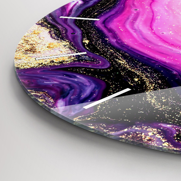 Round glass wall clock Abstract marble