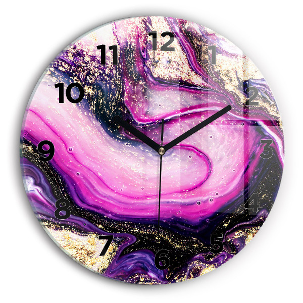 Round glass wall clock Abstract marble