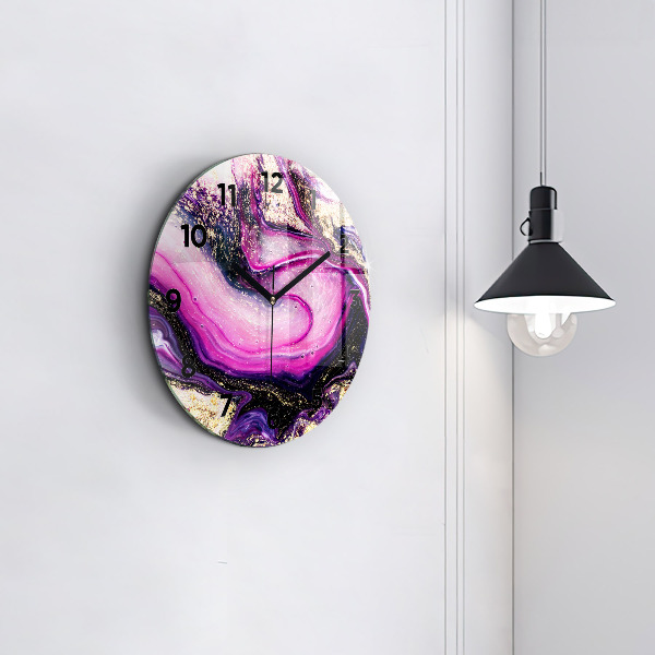 Round glass wall clock Abstract marble