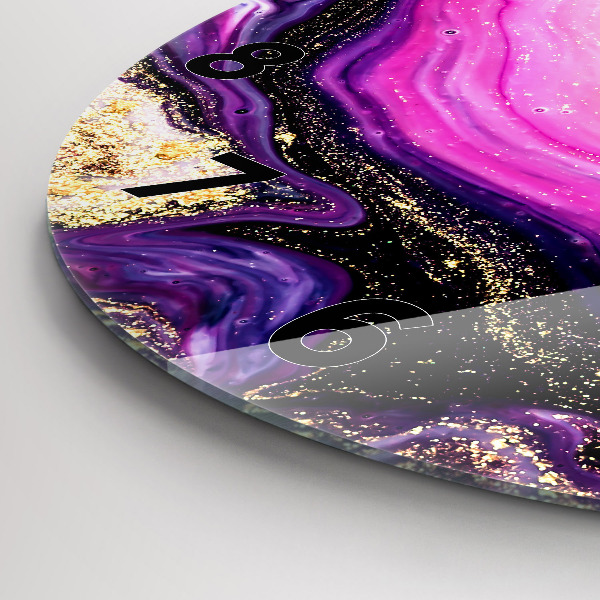 Round glass wall clock Abstract marble