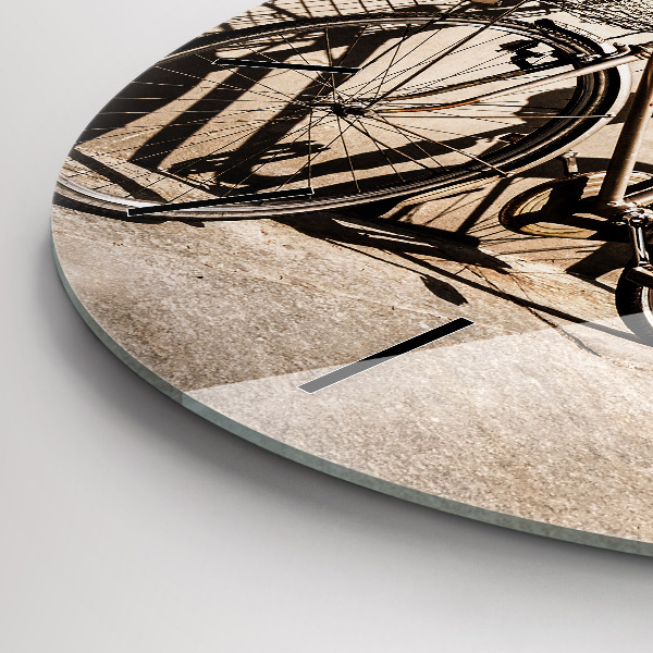 Round glass wall clock Italian bike