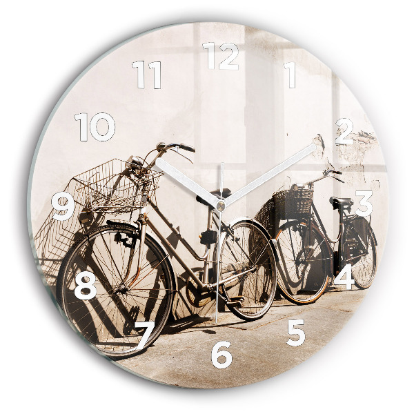 Round glass wall clock Italian bike