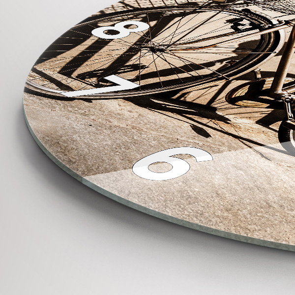 Round glass wall clock Italian bike