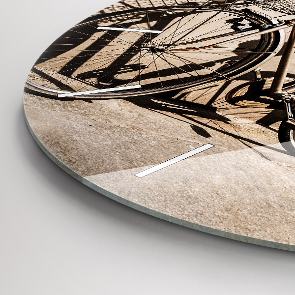 Round glass wall clock Italian bike