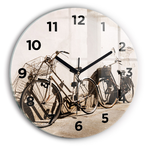 Round glass wall clock Italian bike