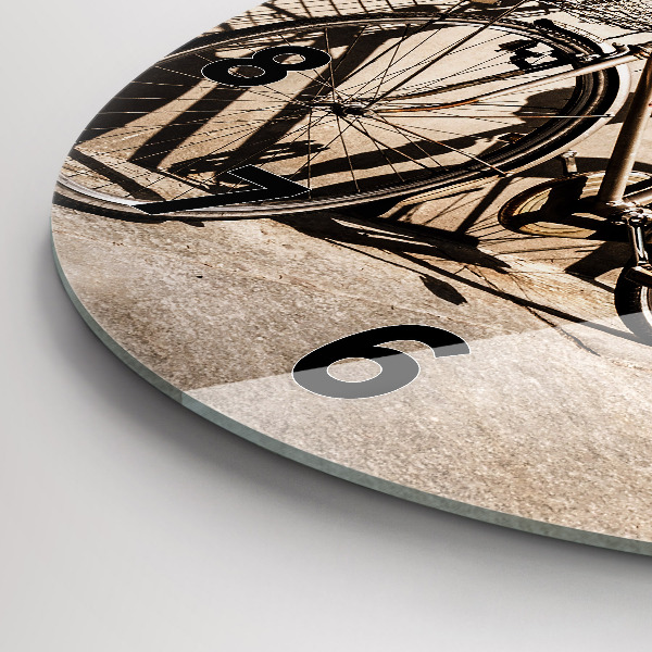 Round glass wall clock Italian bike