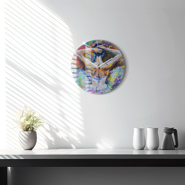 Round glass wall clock Painted Ballerina