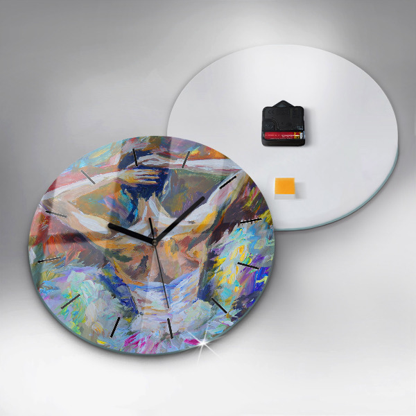 Round glass wall clock Painted Ballerina