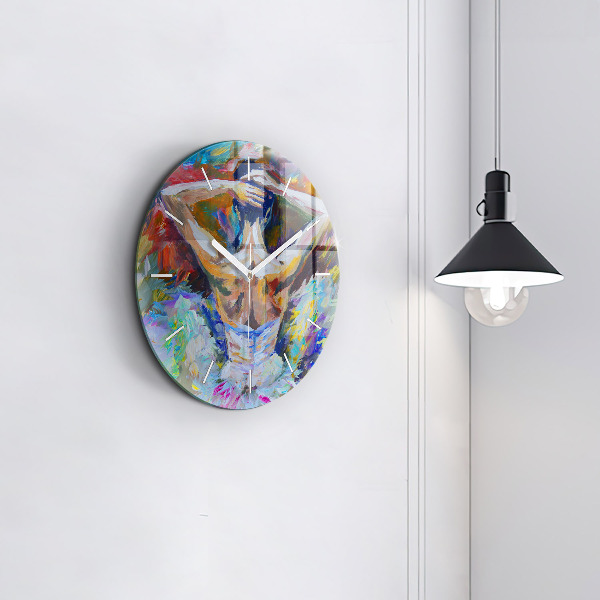 Round glass wall clock Painted Ballerina