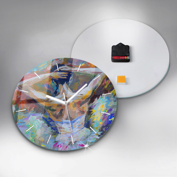 Round glass wall clock Painted Ballerina