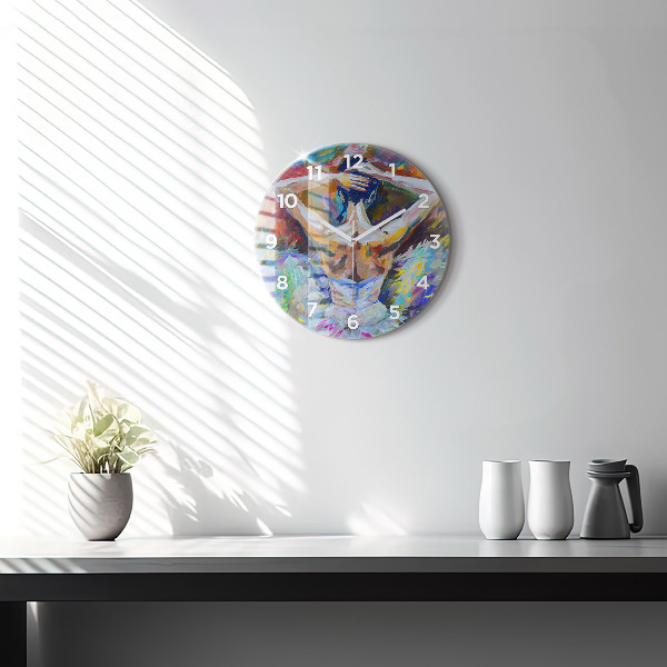 Round glass wall clock Painted Ballerina