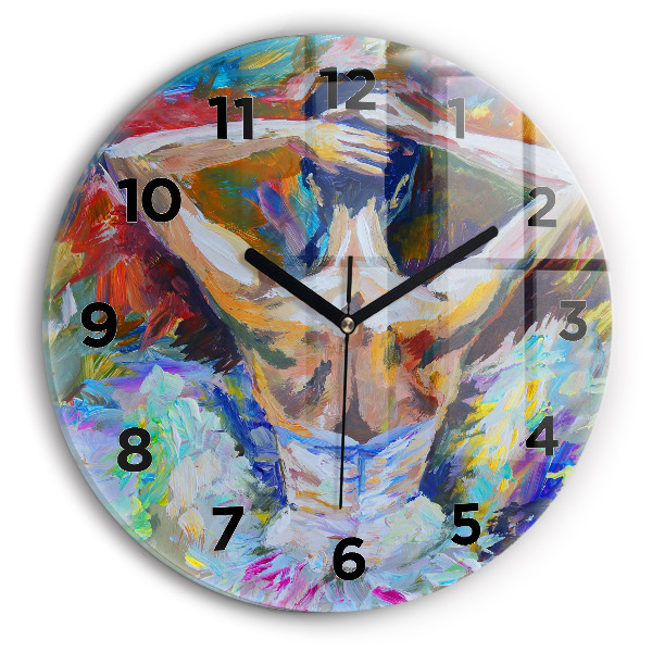 Round glass wall clock Painted Ballerina