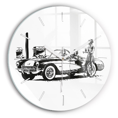 Round glass wall clock Retro Illustration