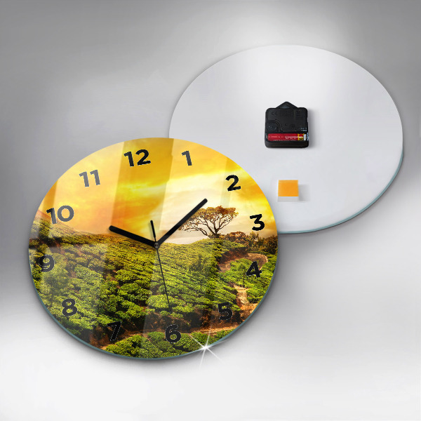 Round glass wall clock Tea Hill