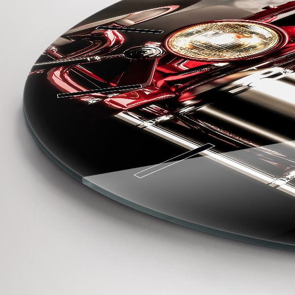 Round glass wall clock Old vintage car