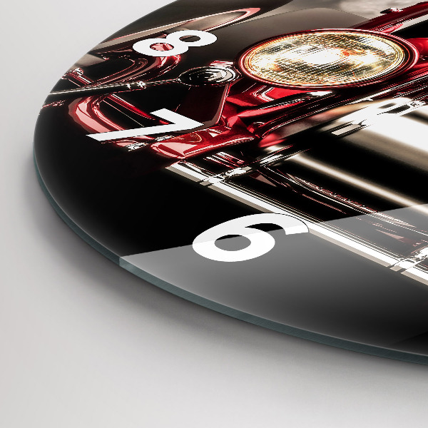 Round glass wall clock Old vintage car