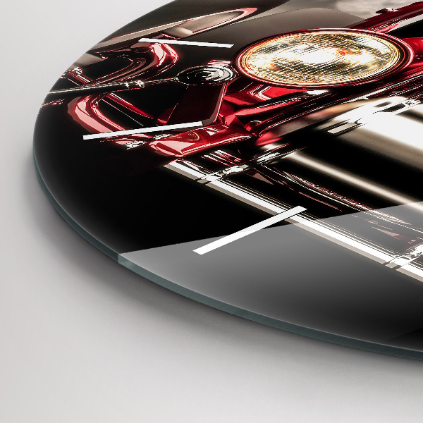 Round glass wall clock Old vintage car