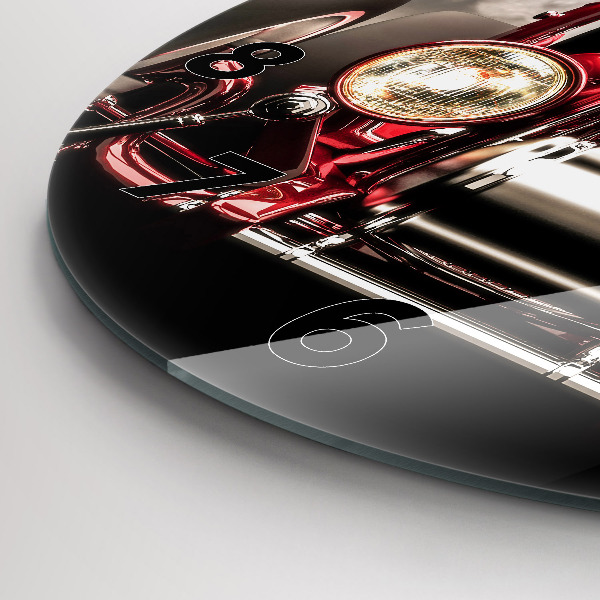 Round glass wall clock Old vintage car