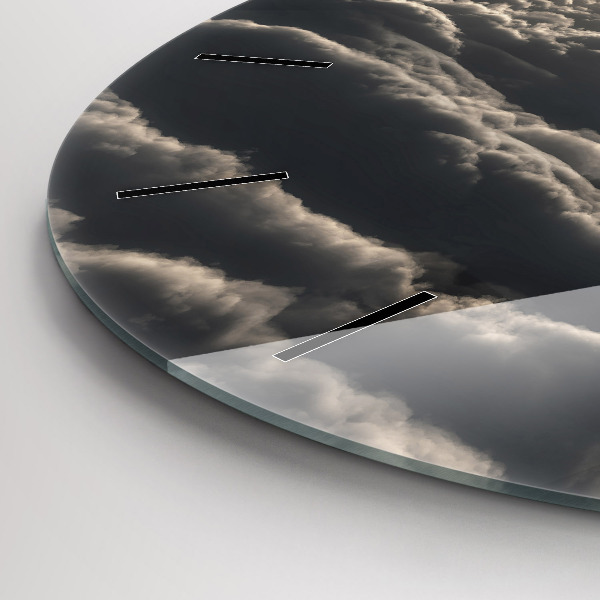 Round glass wall clock Balloon in the sky