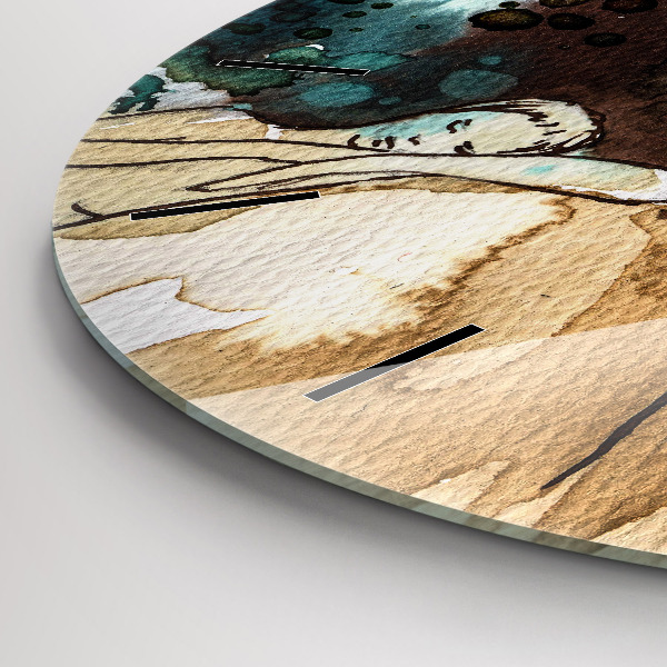 Round glass wall clock Abstraction Woman
