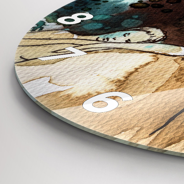 Round glass wall clock Abstraction Woman