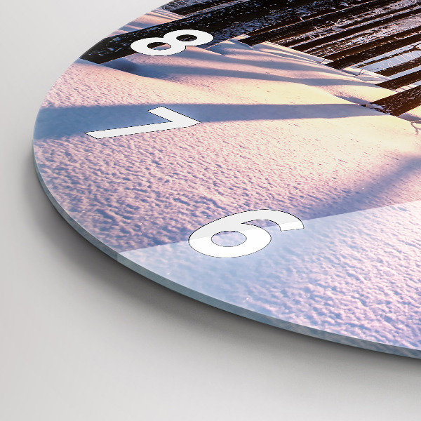 Round glass wall clock Sunset Forest