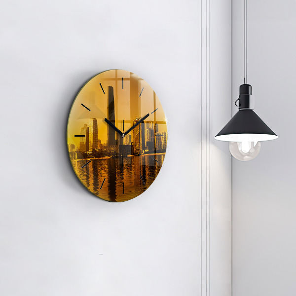 Round glass wall clock Zhujiang River
