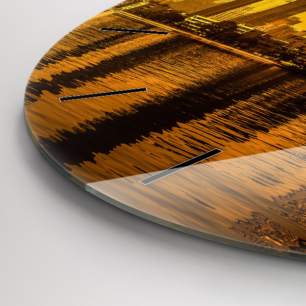 Round glass wall clock Zhujiang River