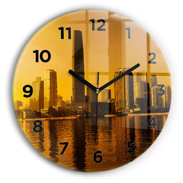 Round glass wall clock Zhujiang River