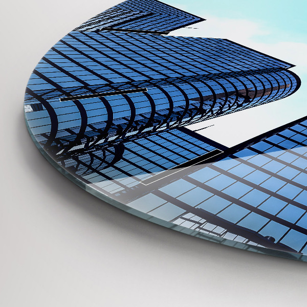 Round glass wall clock Airplane over buildings