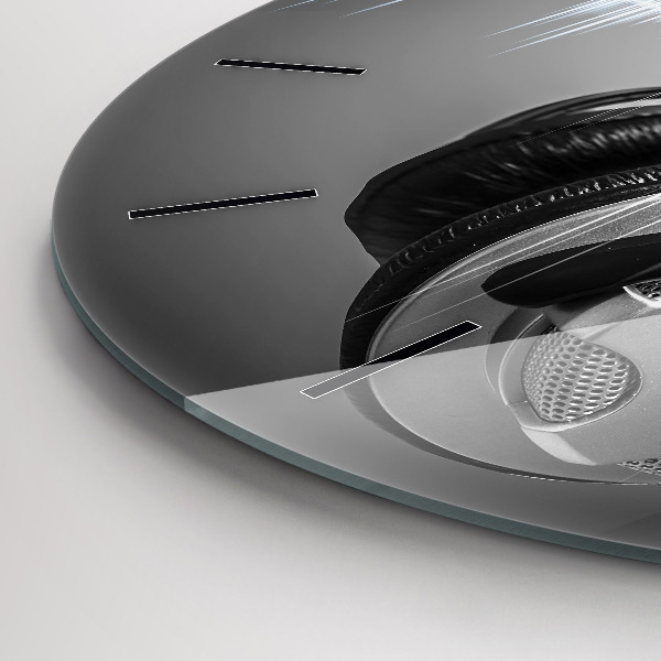 Round glass wall clock Microphone and Headphones
