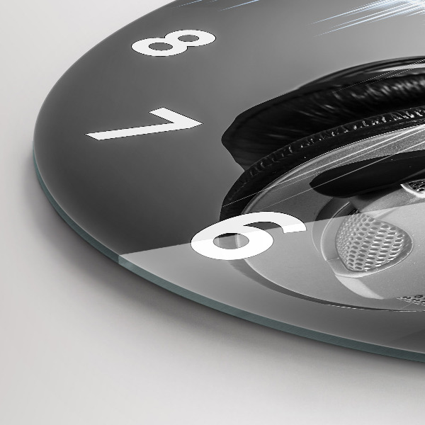 Round glass wall clock Microphone and Headphones