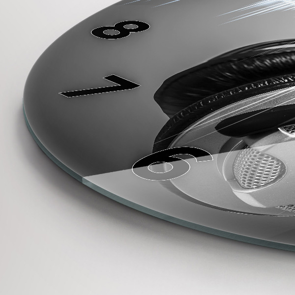 Round glass wall clock Microphone and Headphones